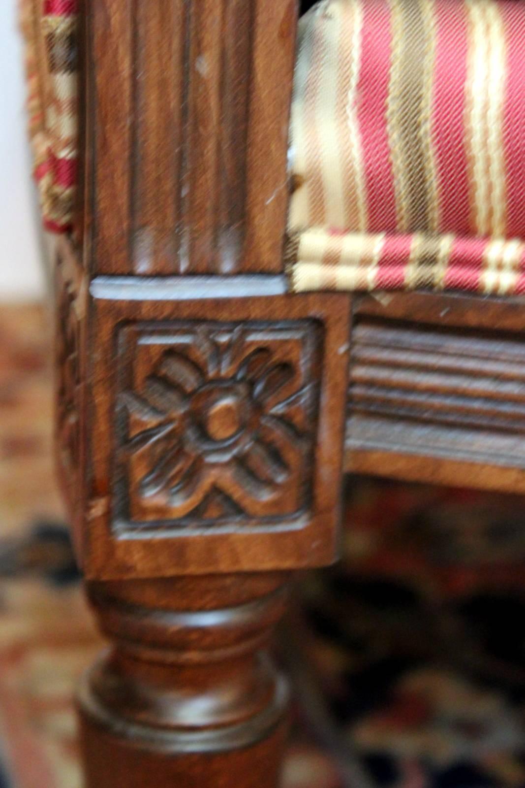 Pair of Carved Walnut Bergère Chairs 2