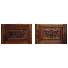 Antique Pair of Carved Walnut Doors, C1890