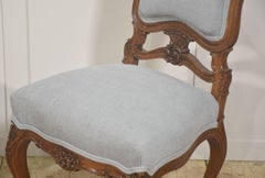 Pair of Carved Walnut Louis XV Style Side Chairs