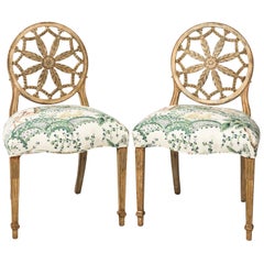 Pair of Carved Wheel Back Side Chairs Vintage Pair of Carved Wheel Back Side Chairs