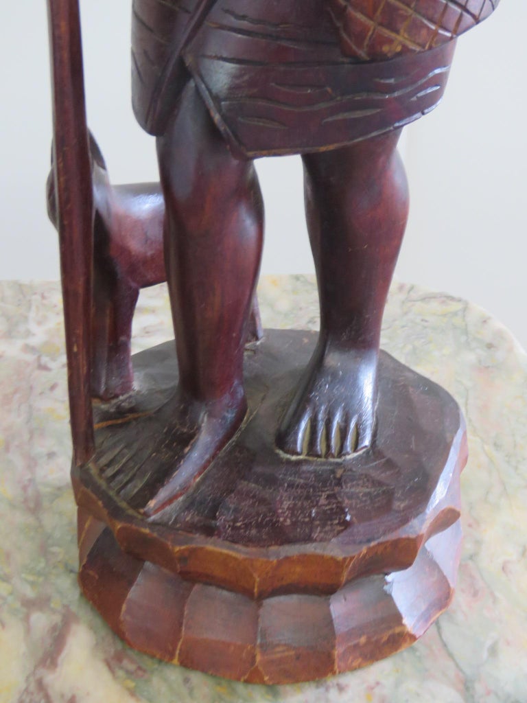 Pair of Carved Wood 2ft Tall Male and female Native American Indian