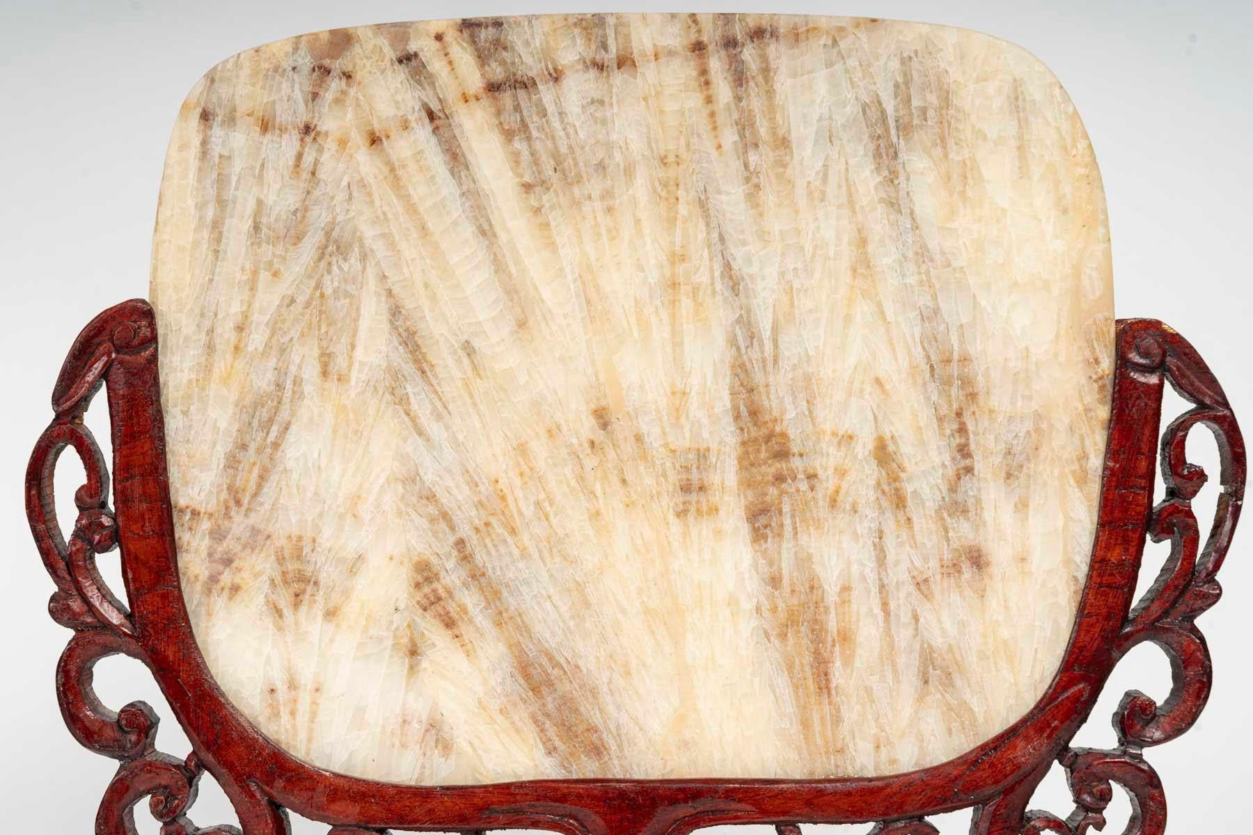 Art Nouveau Pair of Carved Wood and Transparent Marble Light Covers, Art of Asia. For Sale