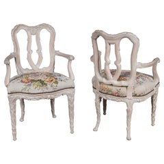 Pair of Carved Wood Armchairs in the Style of Serge Roche