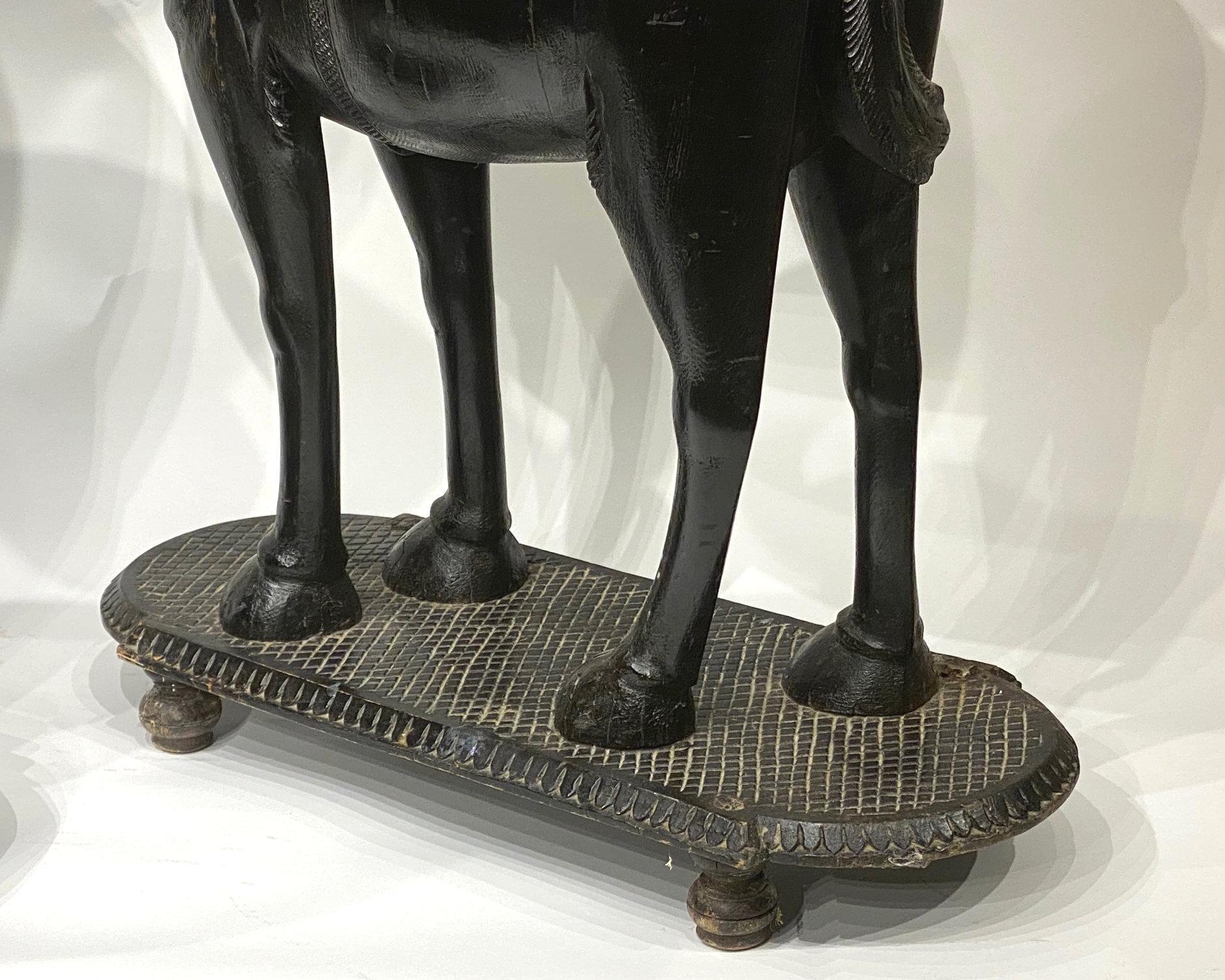 Early 20th Century Pair of Carved Wood Camel Form Side Tables