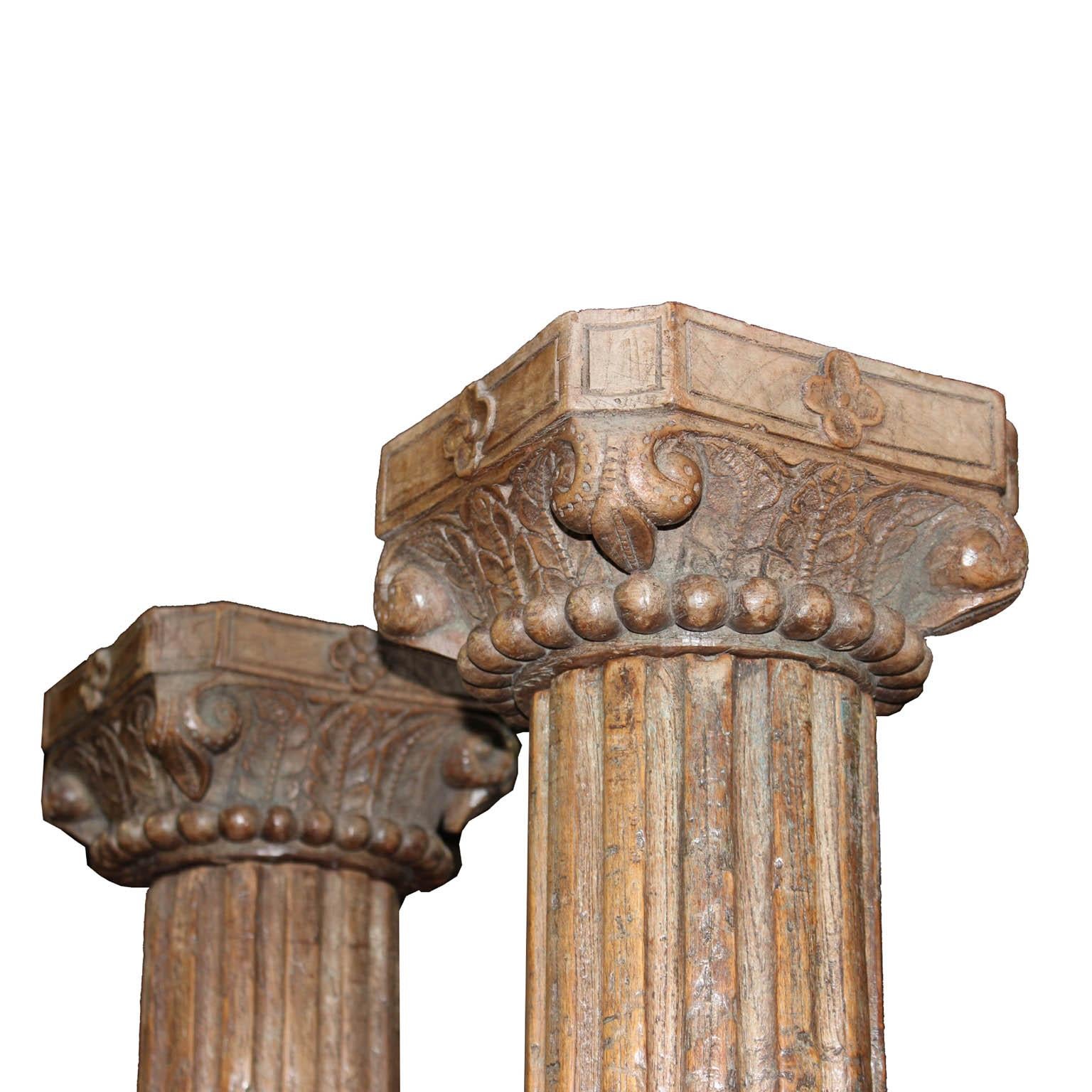 Pair of Carved Wood Columns In Good Condition In San Francisco, CA