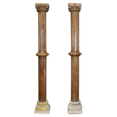 Pair of Carved Wood Columns