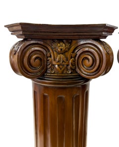 Pair of Carved Wood Columns Pedestals