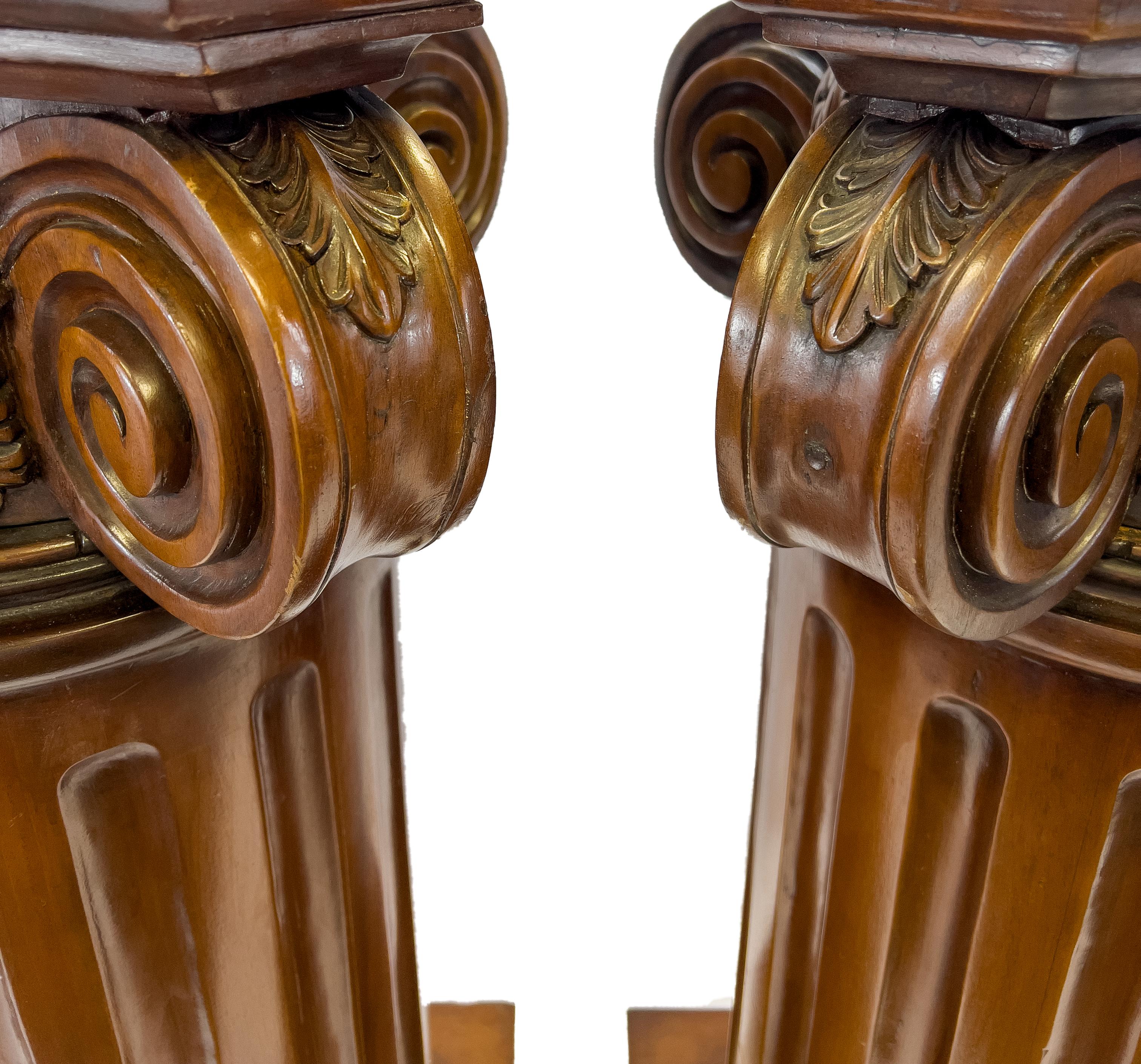 Unknown Pair of Carved Wood Columns Pedestals For Sale