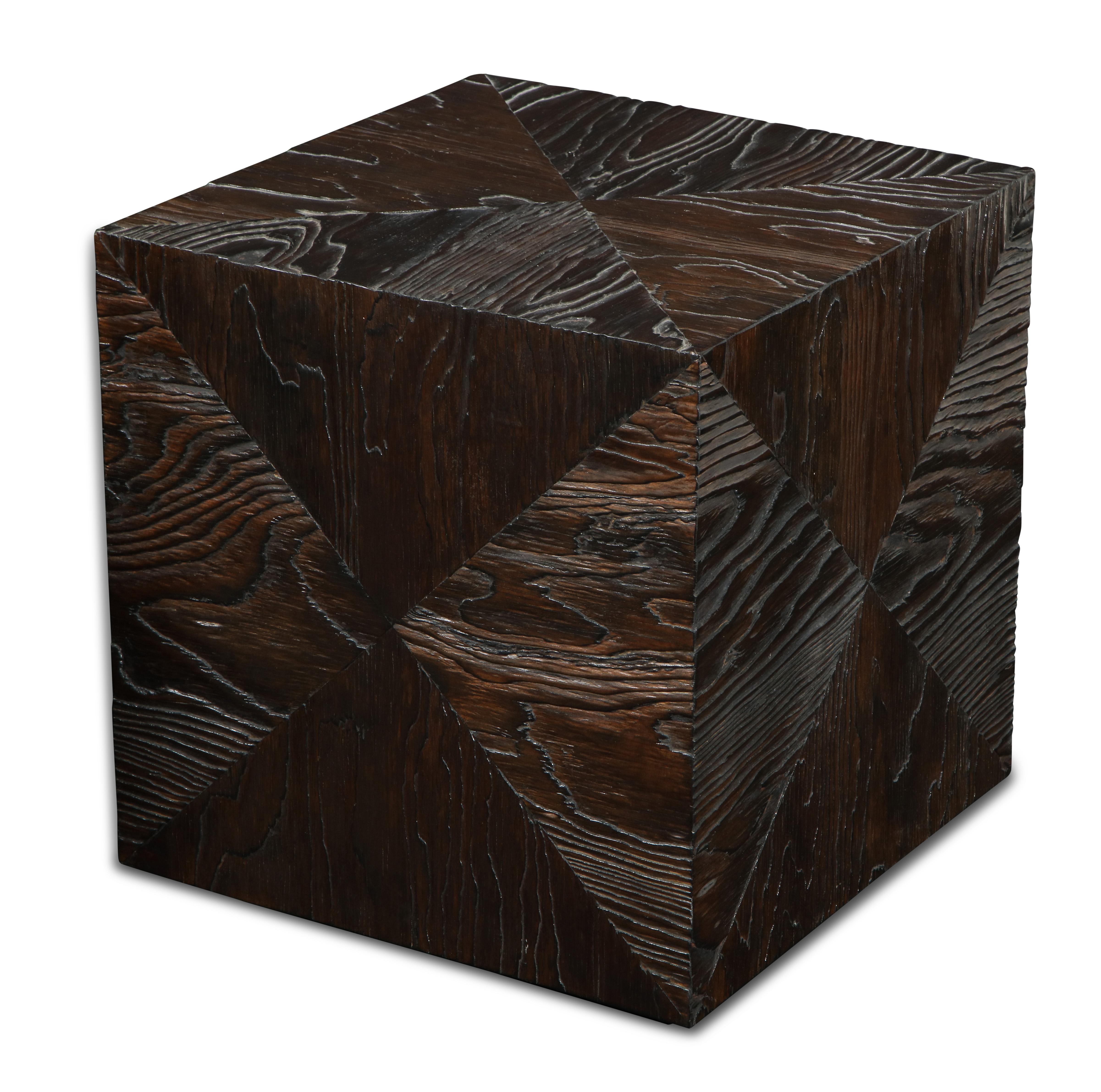Pair of Carved Wood Cube Tables In Good Condition In Lyndhurst, NJ