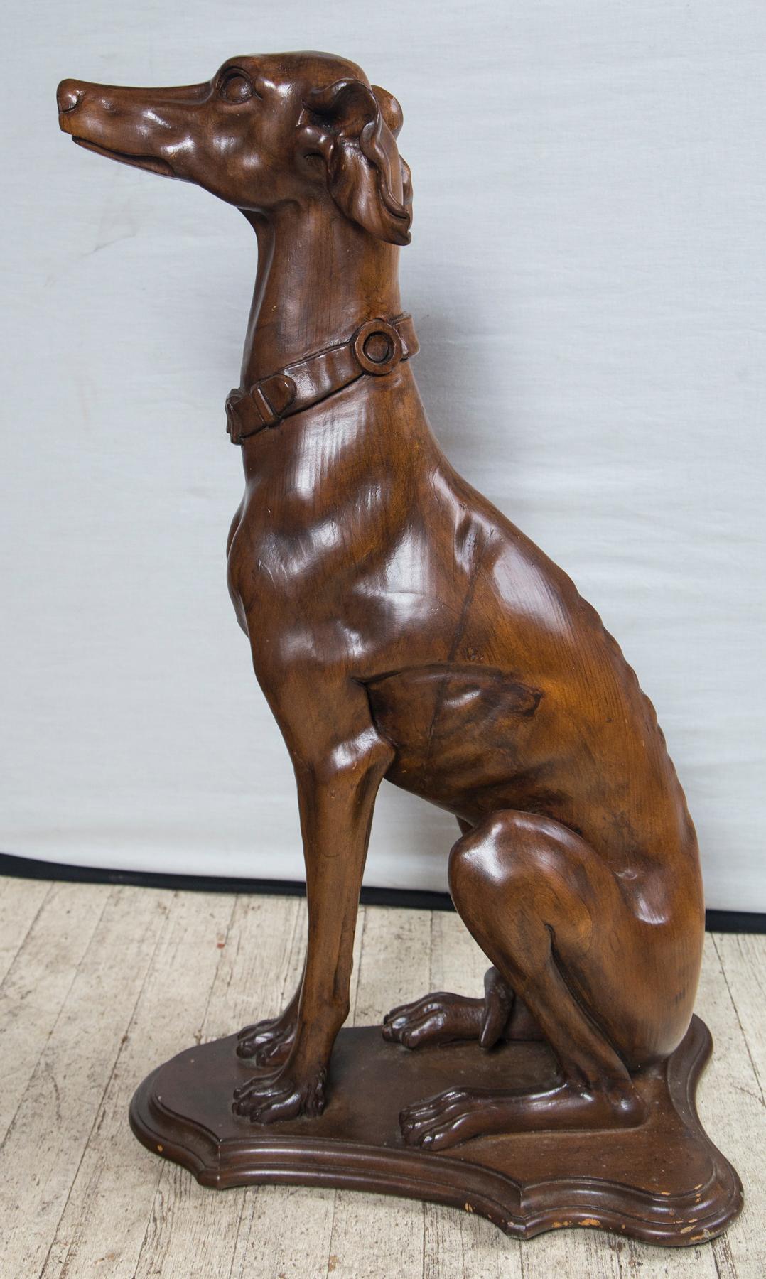 20th Century Pair of Carved Wood Dogs