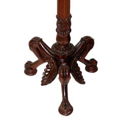 Pair of Carved Wood Floor Lamps