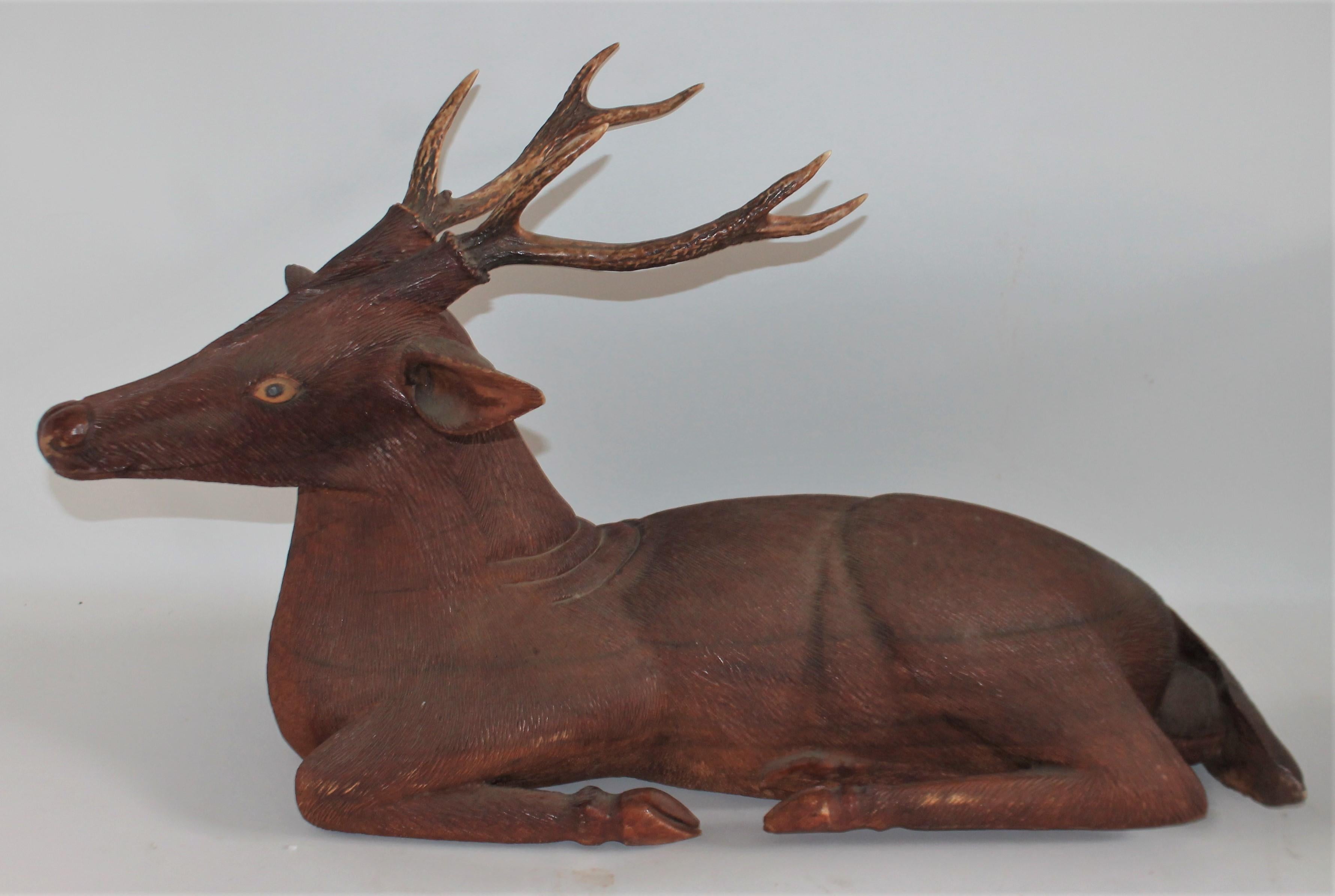 Pair of Carved Wood Folk Art Deer For Sale 4
