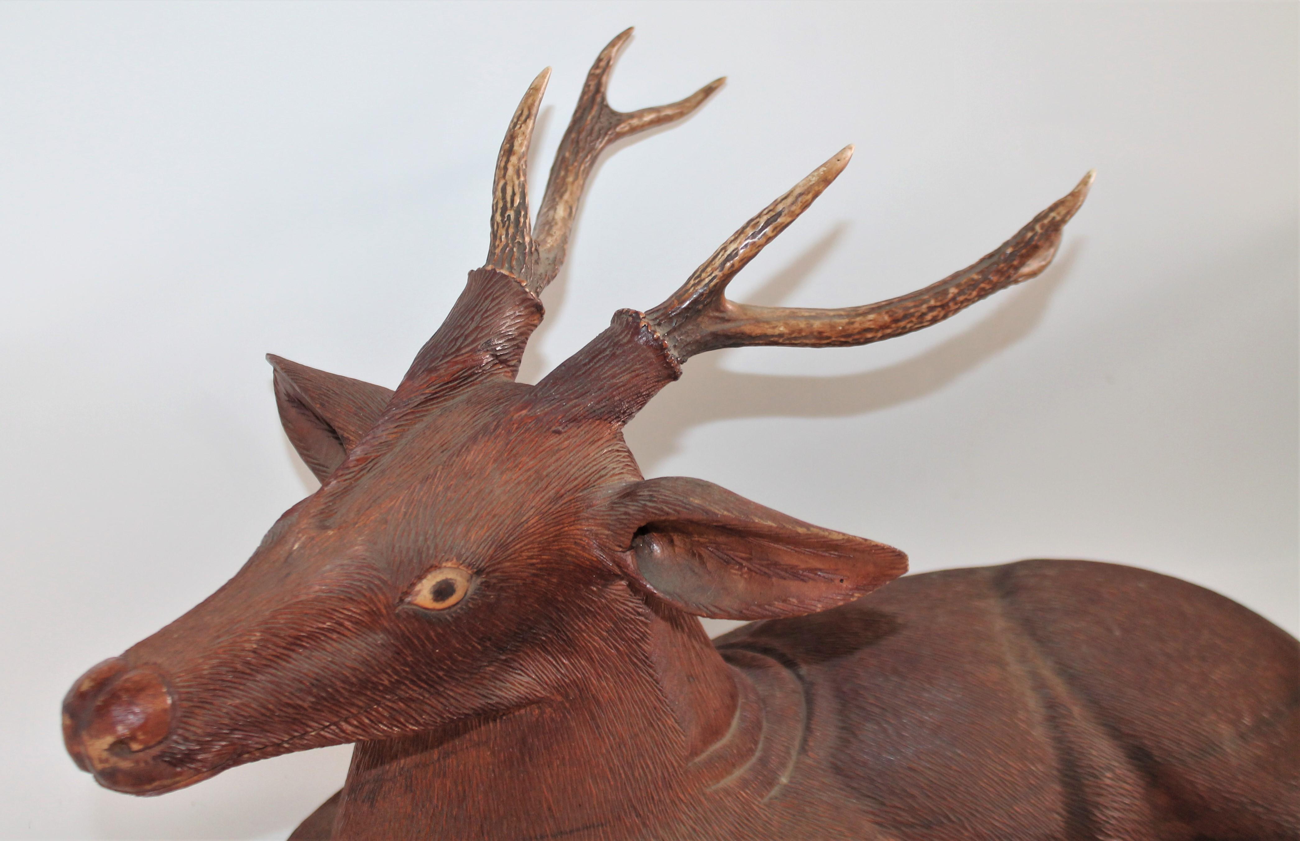 Pair of Carved Wood Folk Art Deer For Sale 5