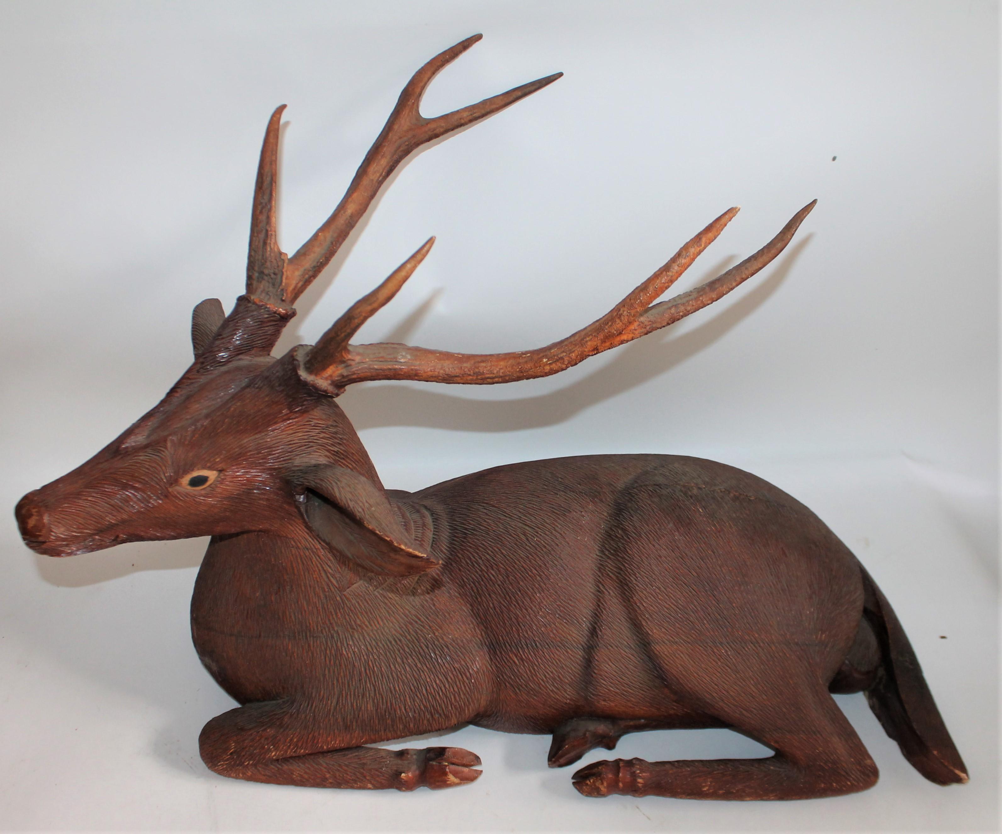 Adirondack Pair of Carved Wood Folk Art Deer
