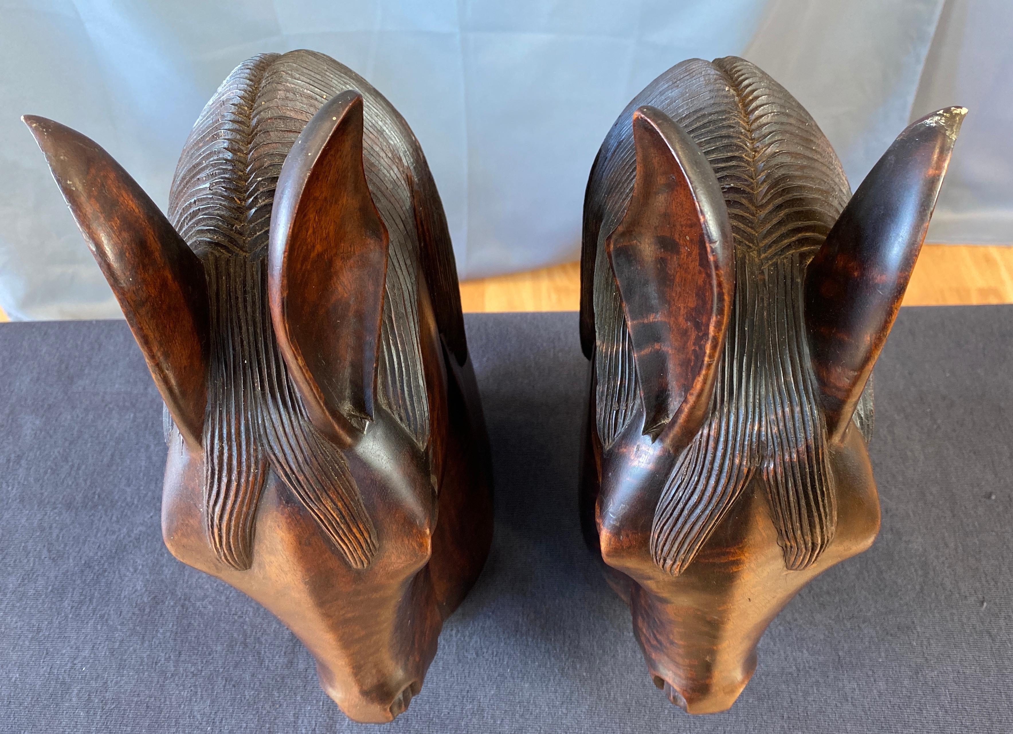 Pair of Carved Wood Horse Heads 4
