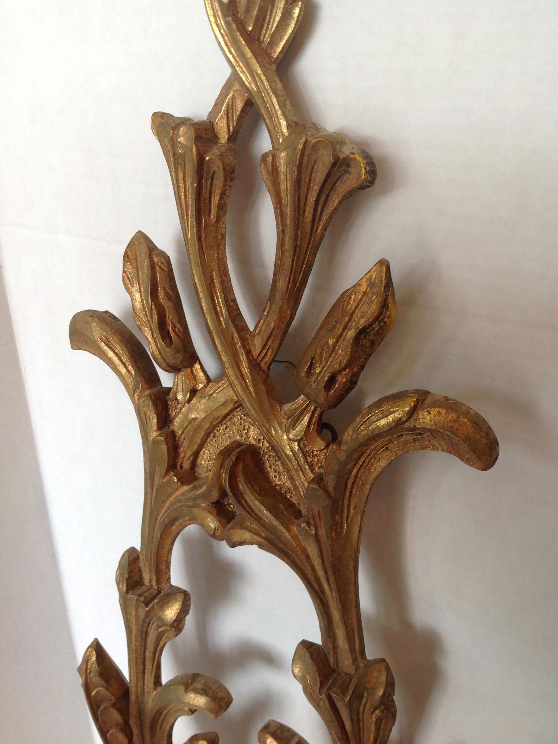 Pair of Carved Wood Italian Sconces 3