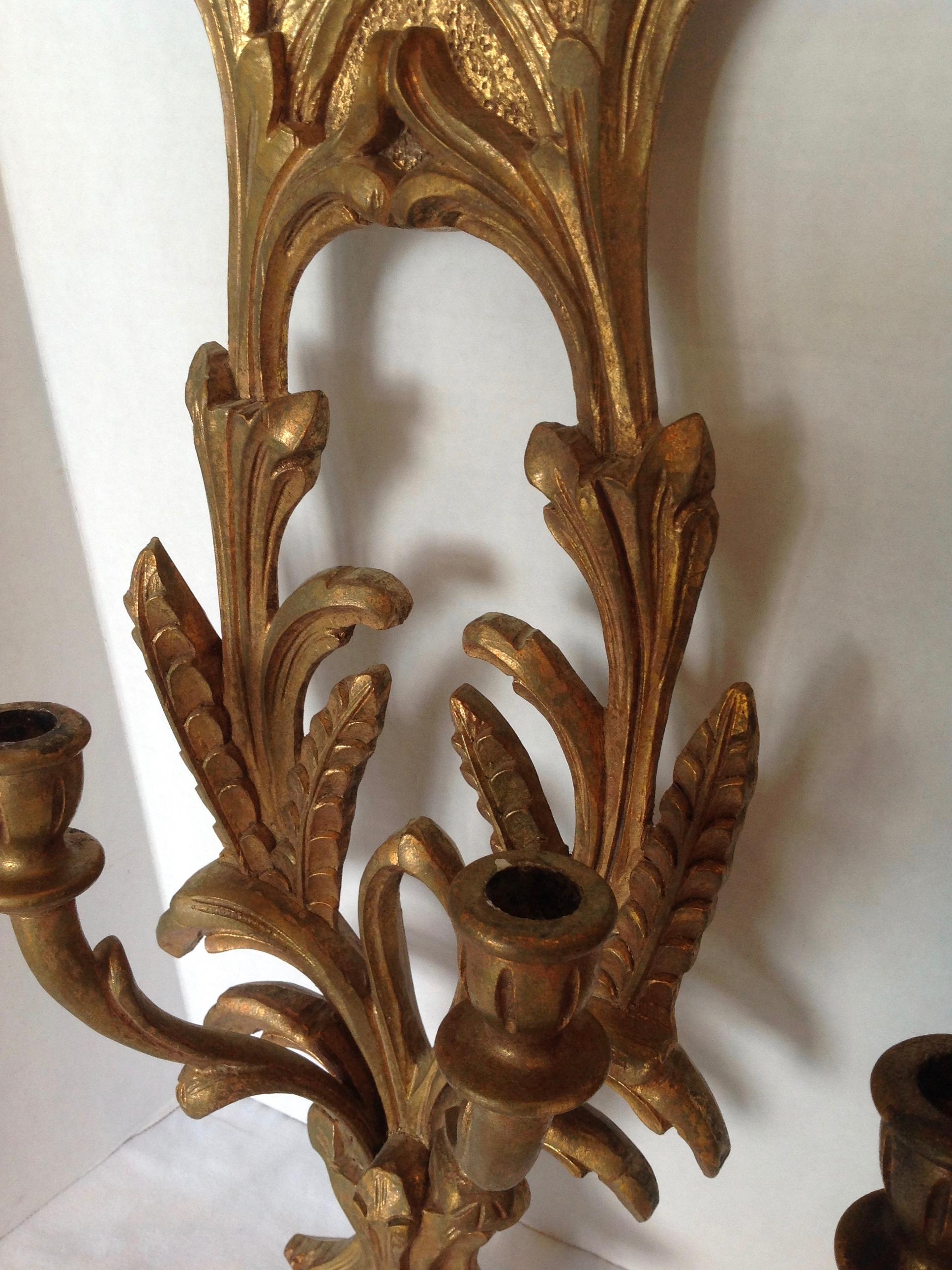 Pair of Carved Wood Italian Sconces 4