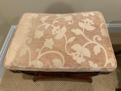 Pair of Carved Wood Karges Benches with Neutral Plush Upholstery