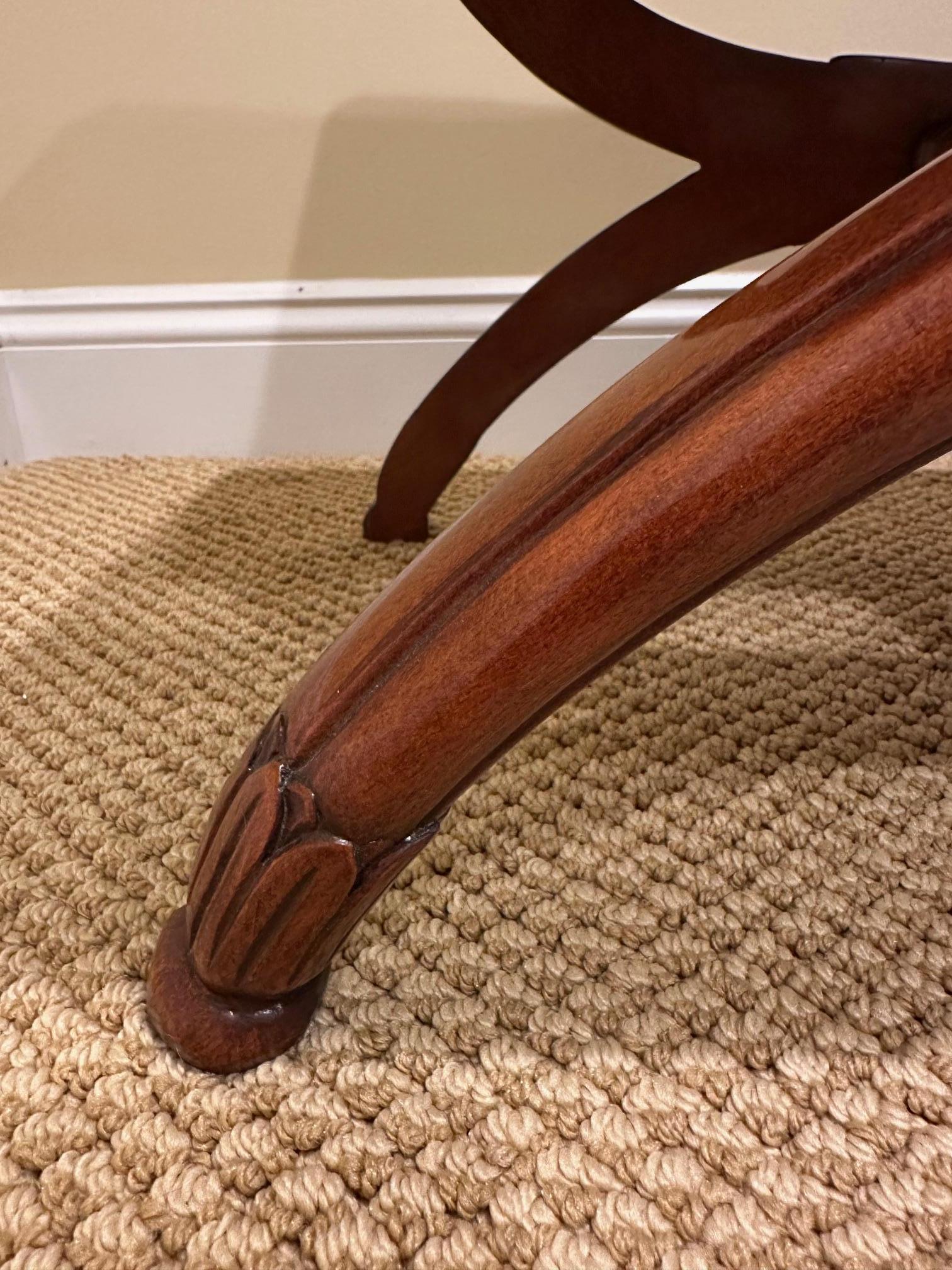 Pair of Carved Wood Karges Benches with Neutral Plush Upholstery en vente 2