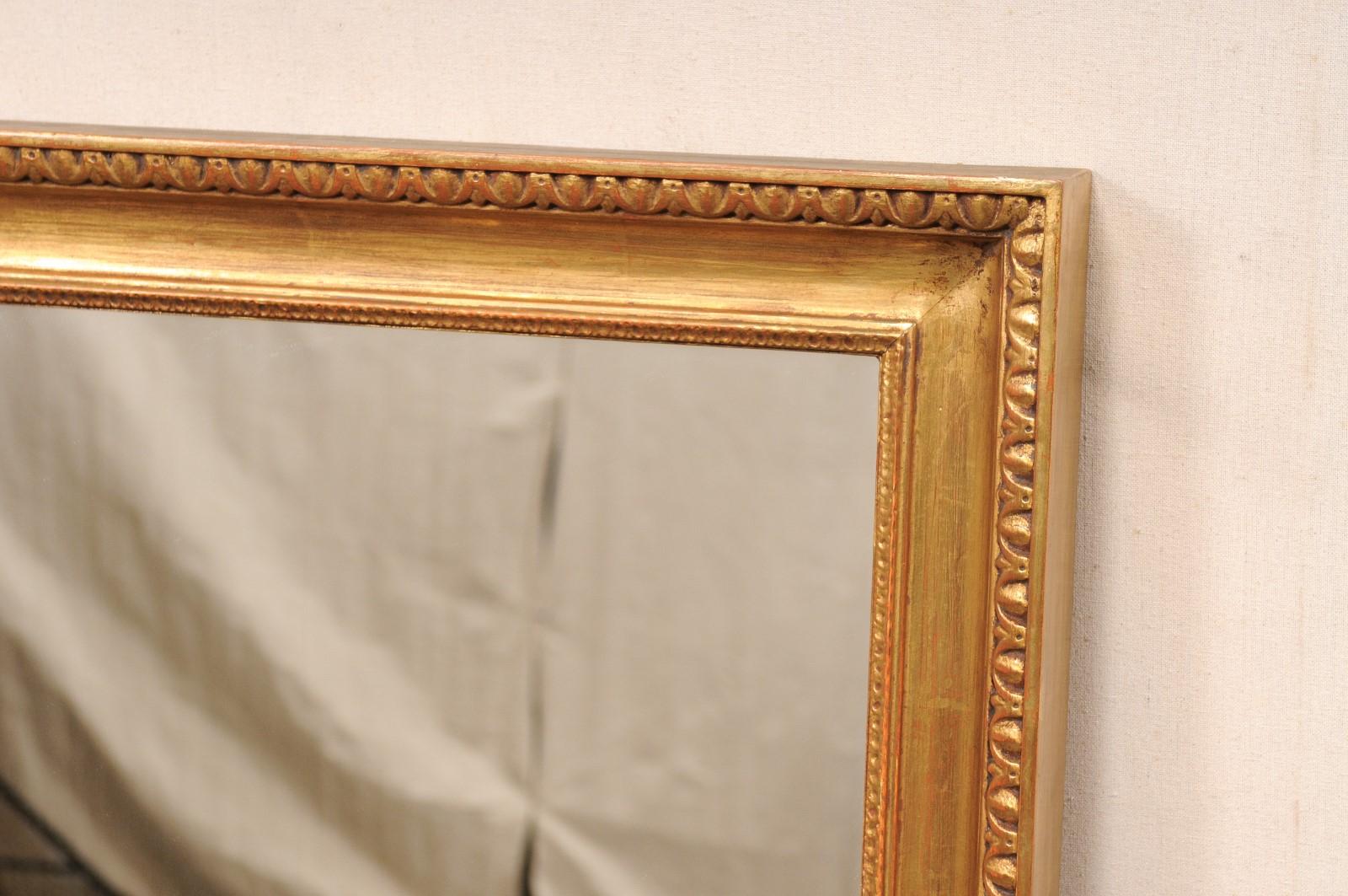 Pair of Carved-Wood Mirrors, Gold Frame w/Egg-and-Dart & Lamb's Tongue Trim For Sale 2