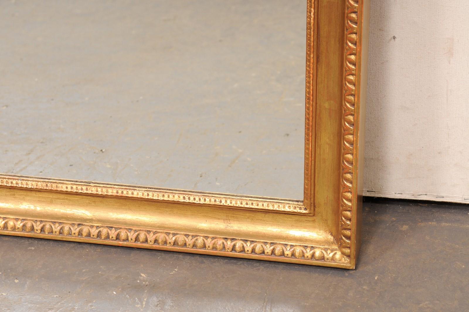 Pair of Carved-Wood Mirrors, Gold Frame w/Egg-and-Dart & Lamb's Tongue Trim For Sale 3