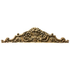 Antique Pair of Carved Wood over Door Elements Adorned with Scrolls, Late 19th Century