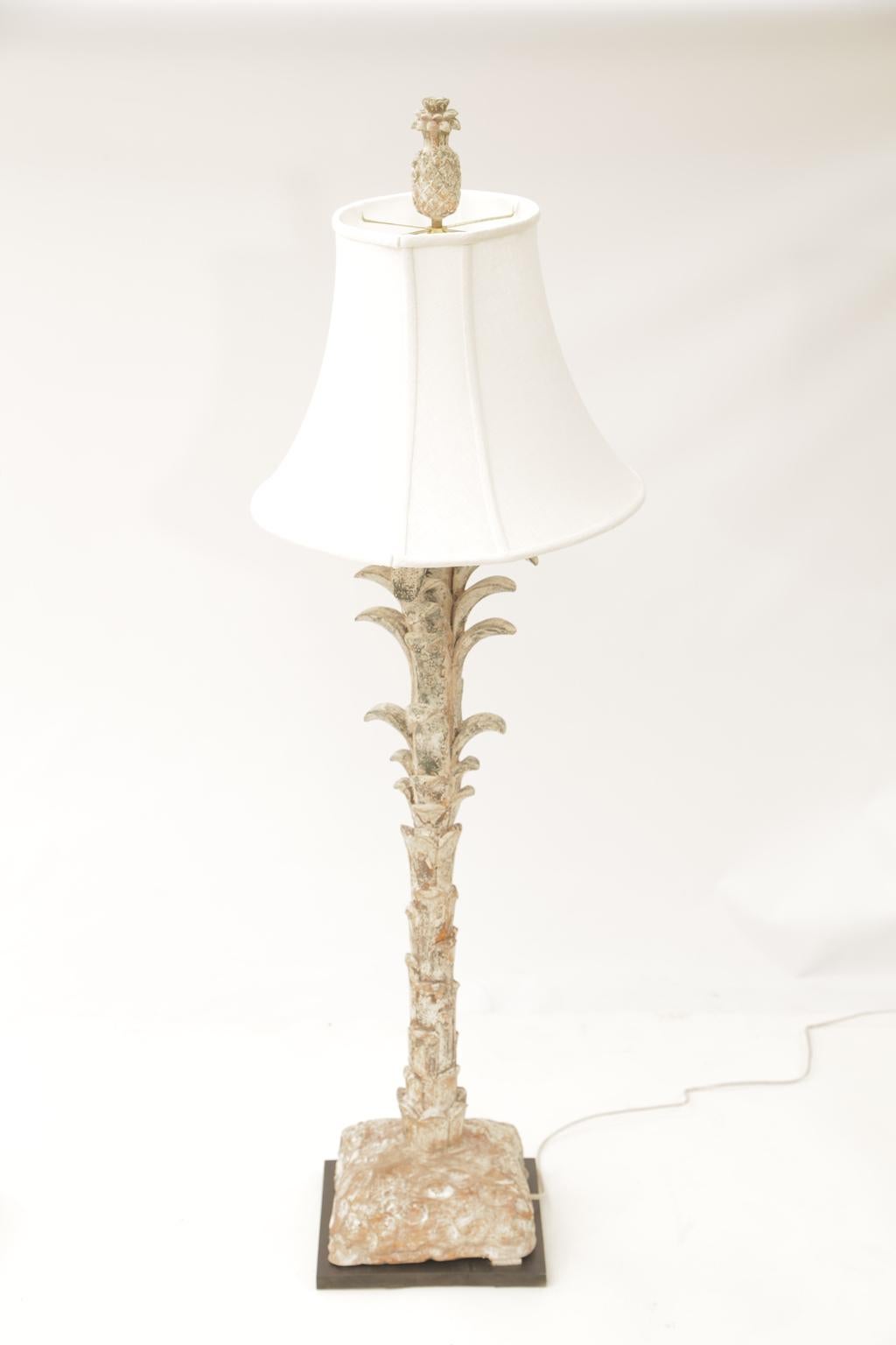 Pair of Carved Wood Palm Tree Form Table Lamps For Sale 2