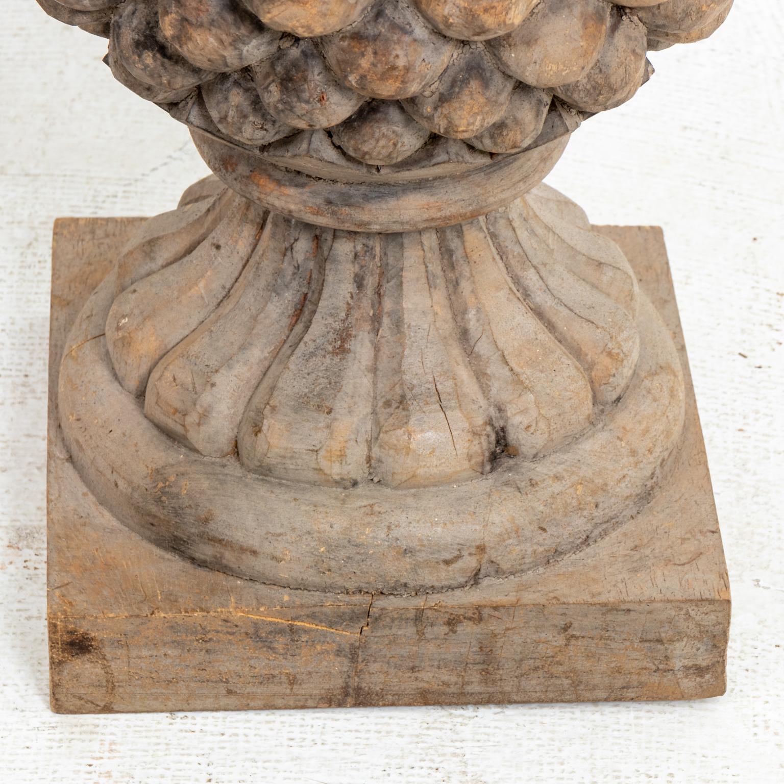 Pair of Carved Wood Pineapple Lamps 5