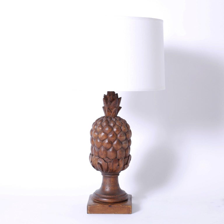Pair of Carved Wood Pineapple Table Lamps at 1stDibs wooden pineapple