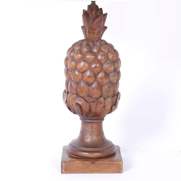 Pair of Carved Wood Pineapple Table Lamps at 1stDibs wooden pineapple