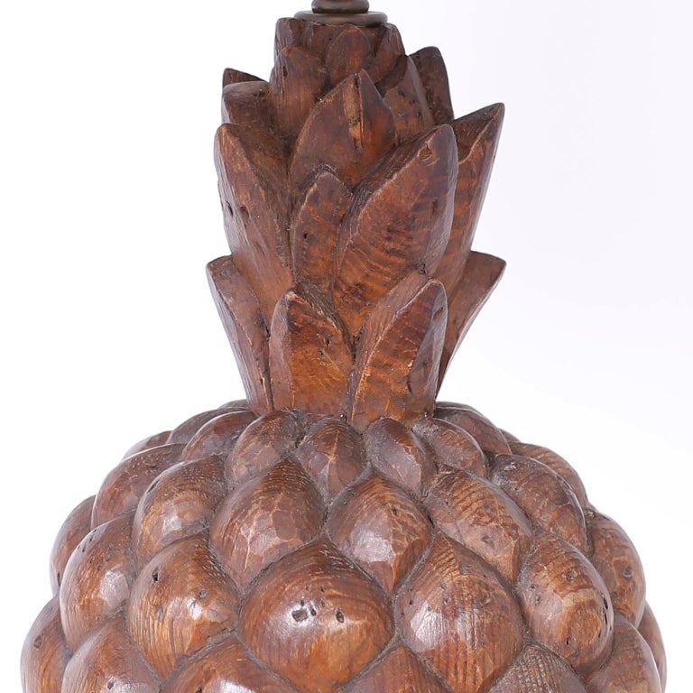Pair of Carved Wood Pineapple Table Lamps at 1stDibs wooden pineapple