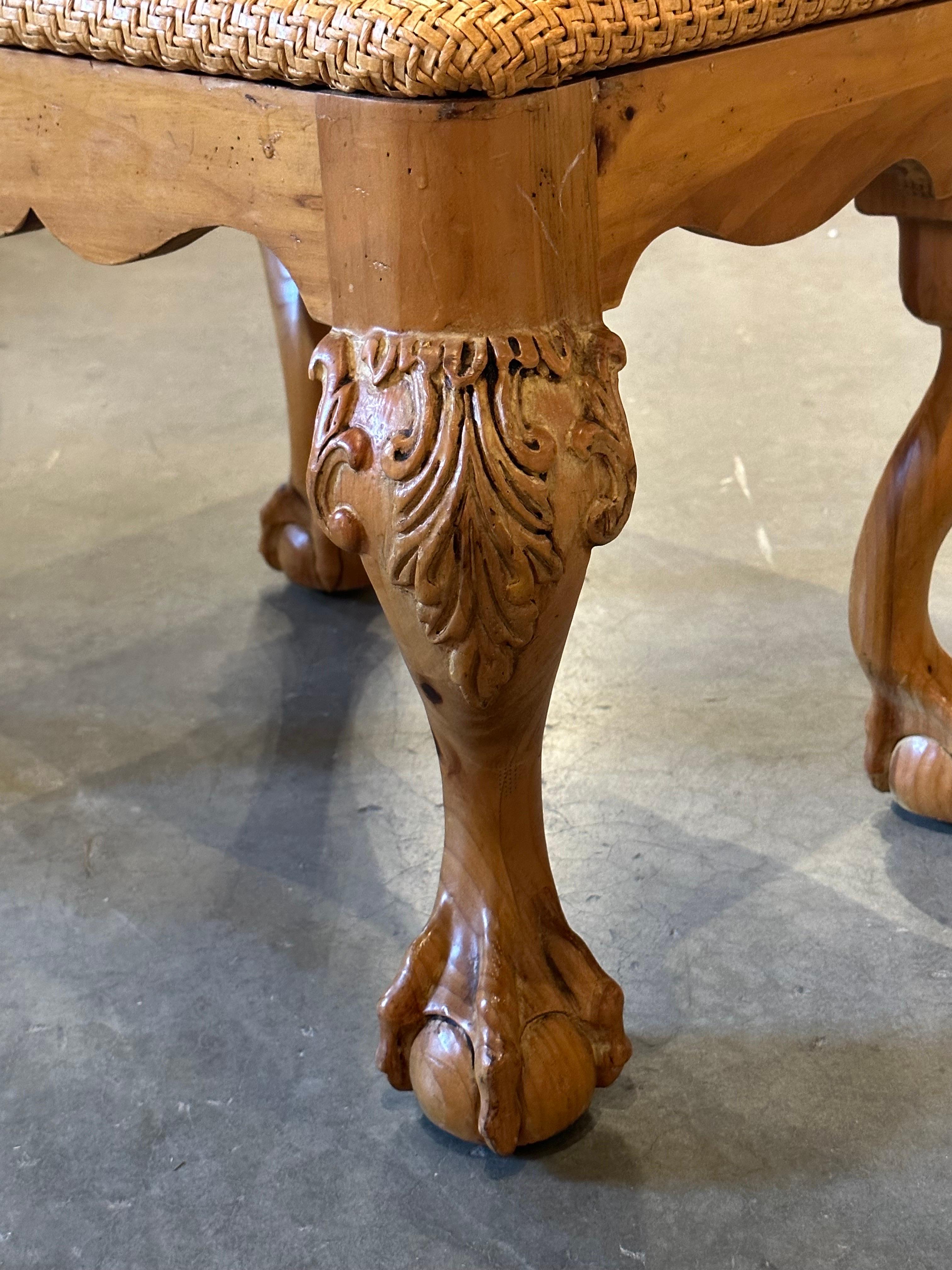 Pair of Carved Wood Stools In Excellent Condition In North Miami, FL