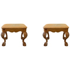Pair of Carved Wood Stools