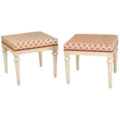 Pair of Carved Wood Swedish Stools, 18th Century