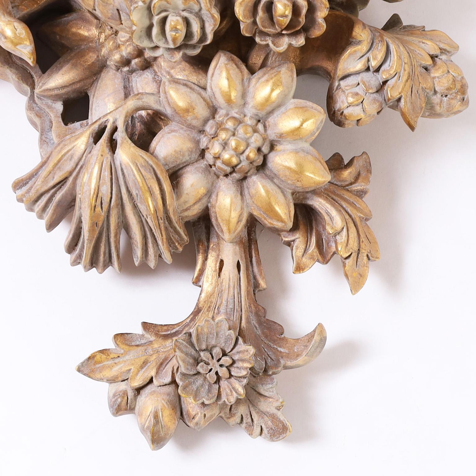 20th Century Pair of Carved Wood Wall Brackets