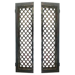 Antique Pair of Carved Wood Window Doors / Screens Made in India Circa 1780