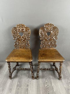 Pair of Baroque Style Carved Wooden Chairs, France, Late 19th Century