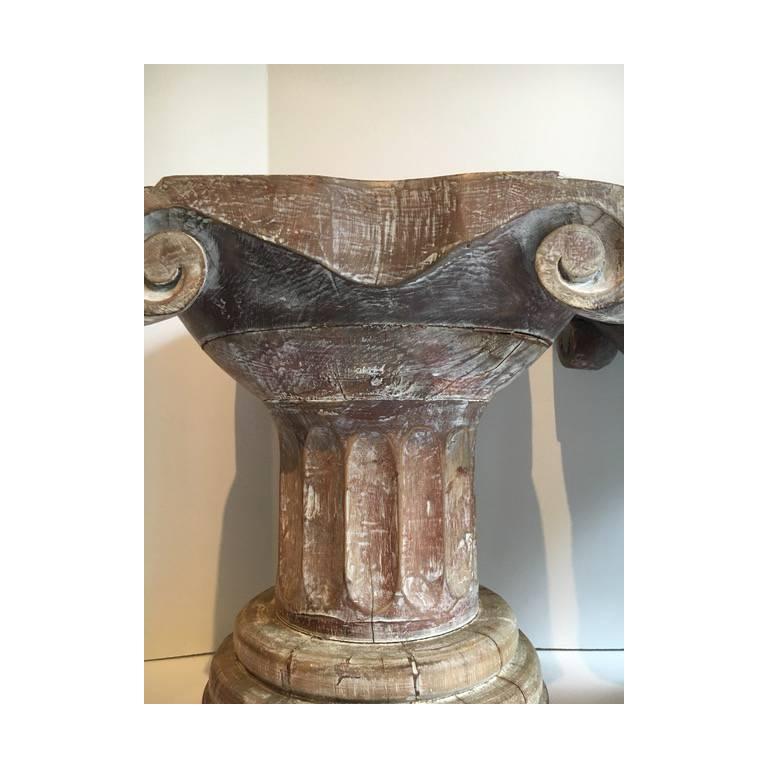 Pair of Carved Wooden Column Sculptural Pedestals Tables 5