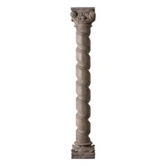 Pair of Carved Wooden Columns in the Taste of Antiquity, 20th Century.
