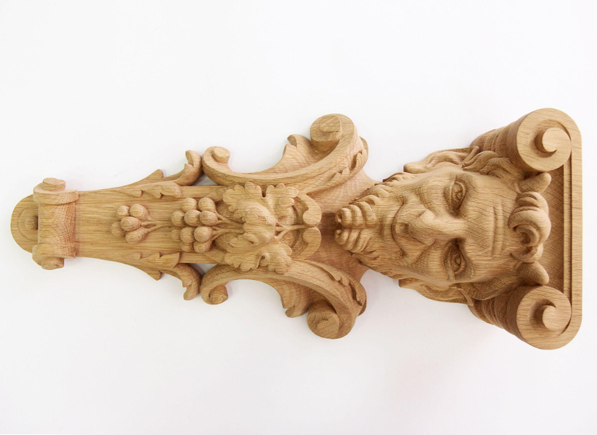 Victorian Pair of Carved Wooden Corbels with the head of Bacchus For Sale