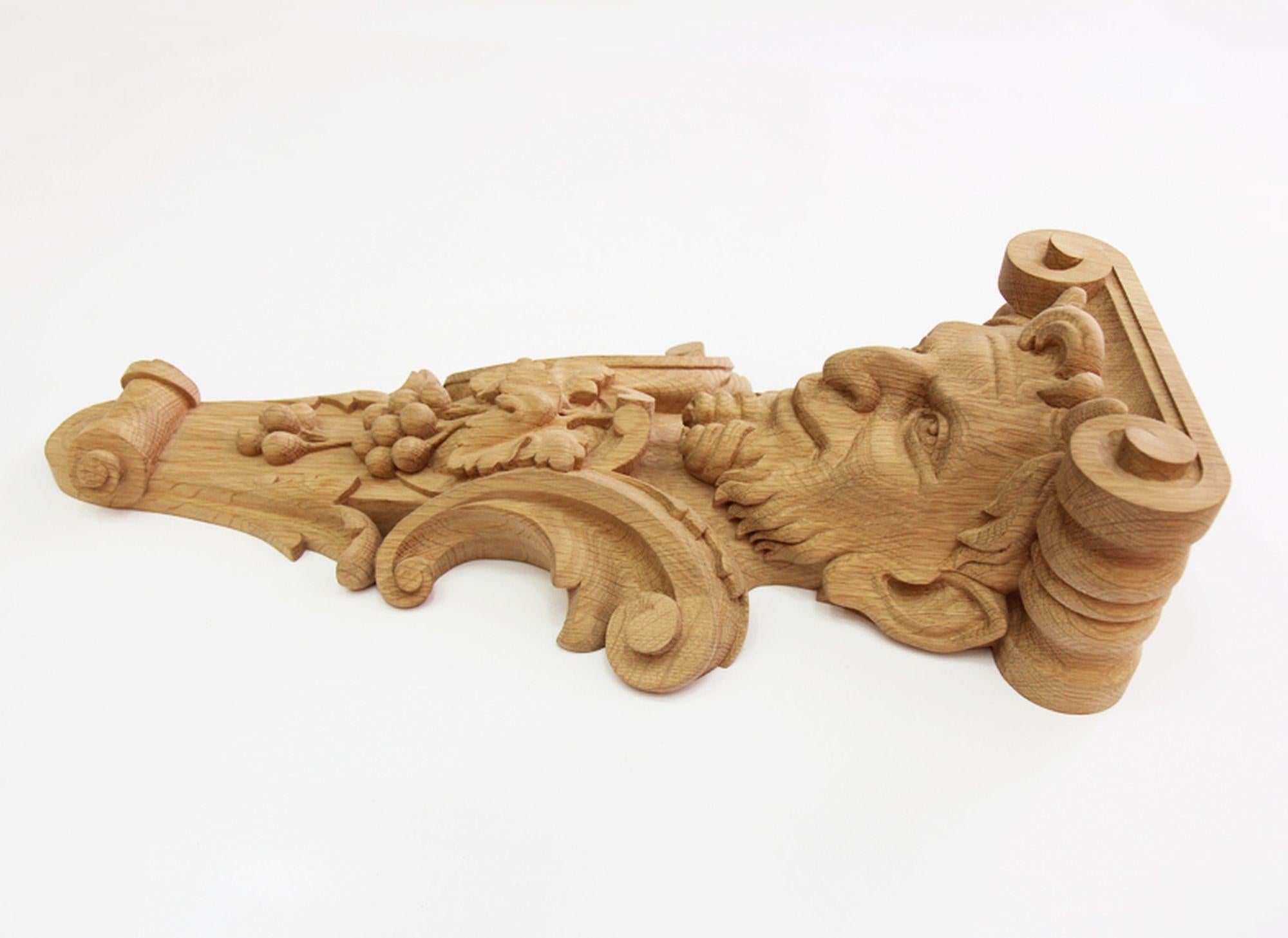 Woodwork Pair of Carved Wooden Corbels with the head of Bacchus For Sale