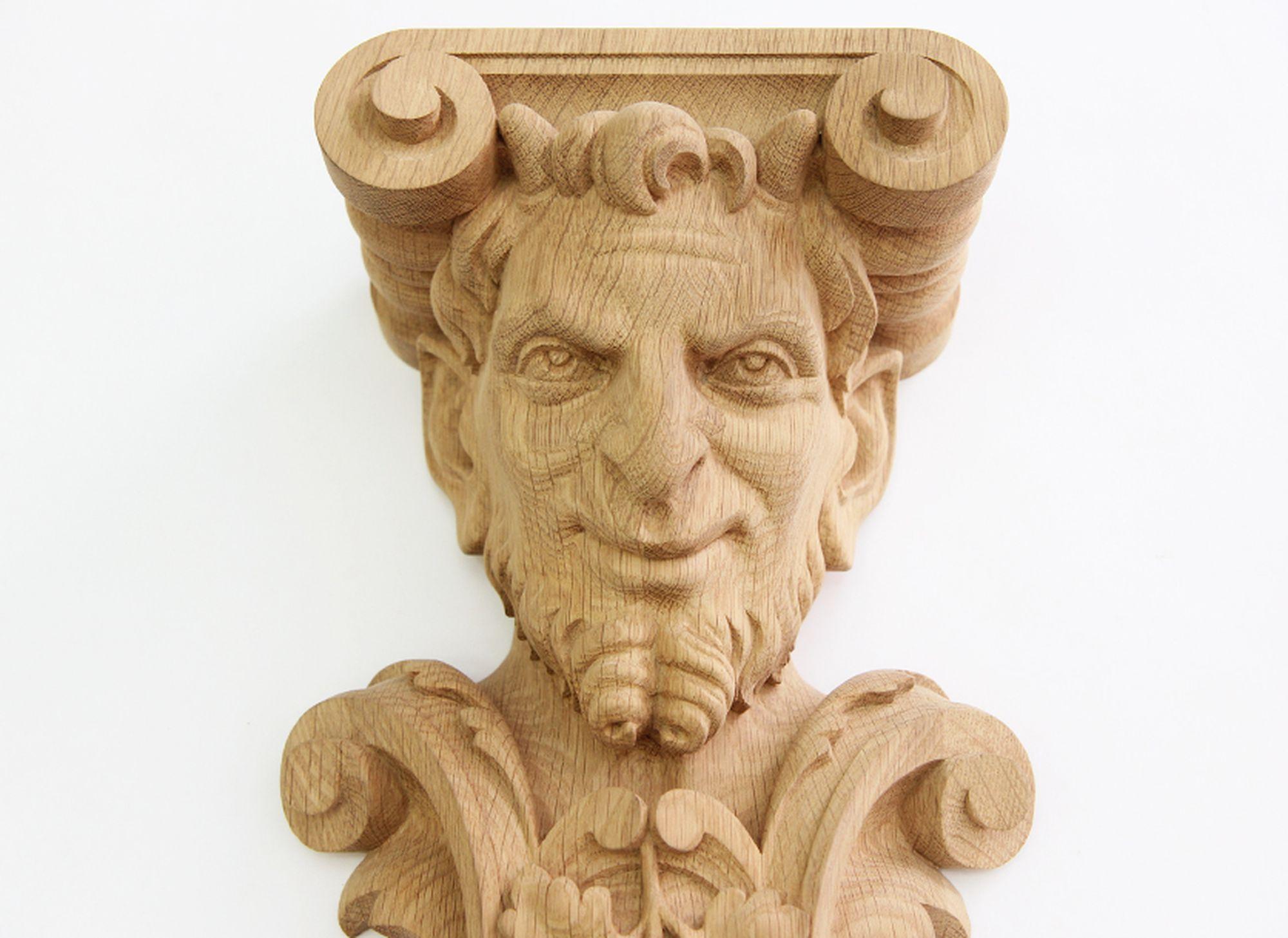 The pair of high-quality unfinished carved wooden corbels 