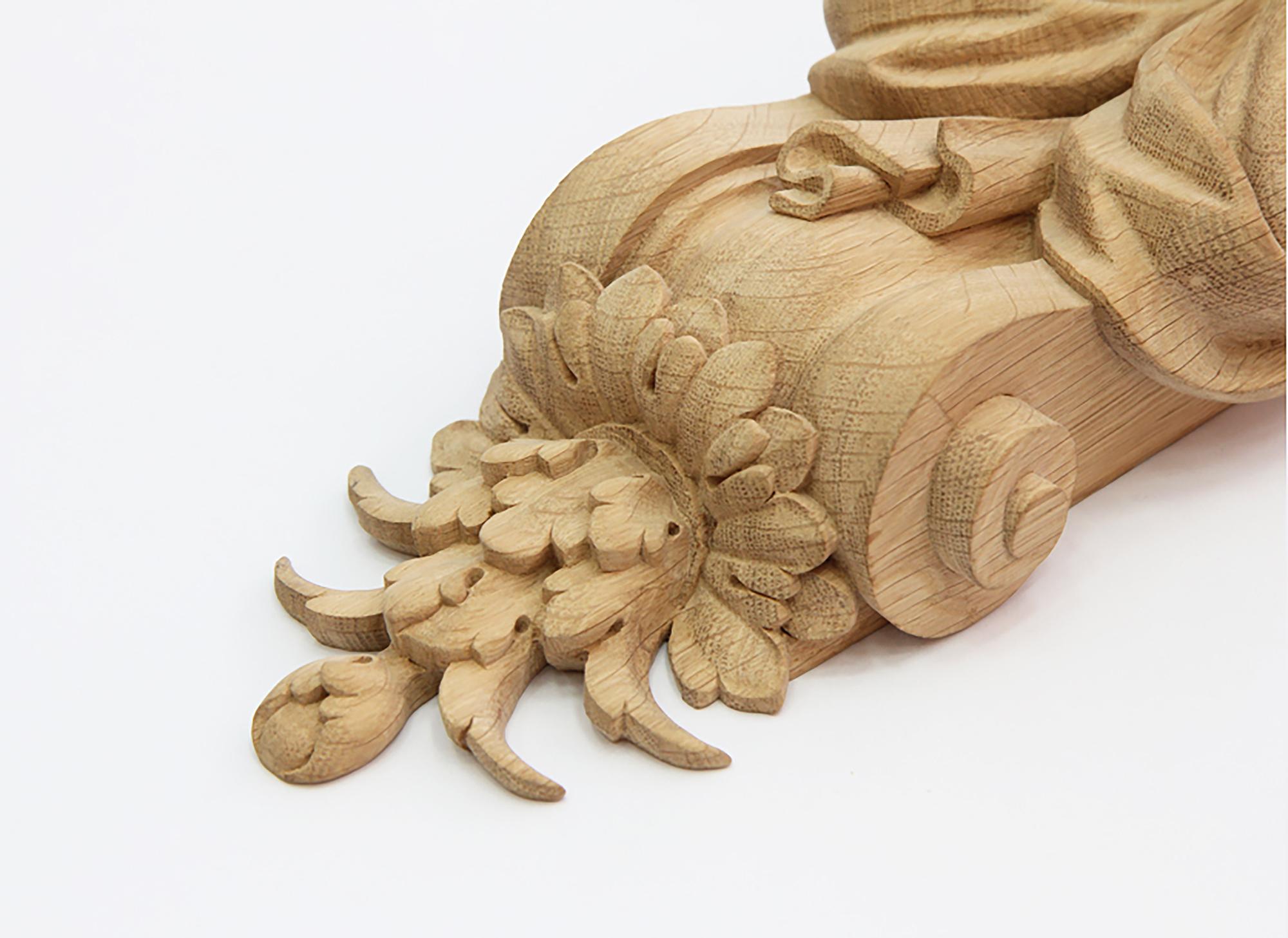 Woodwork Pair of Carved Wooden Corbels 