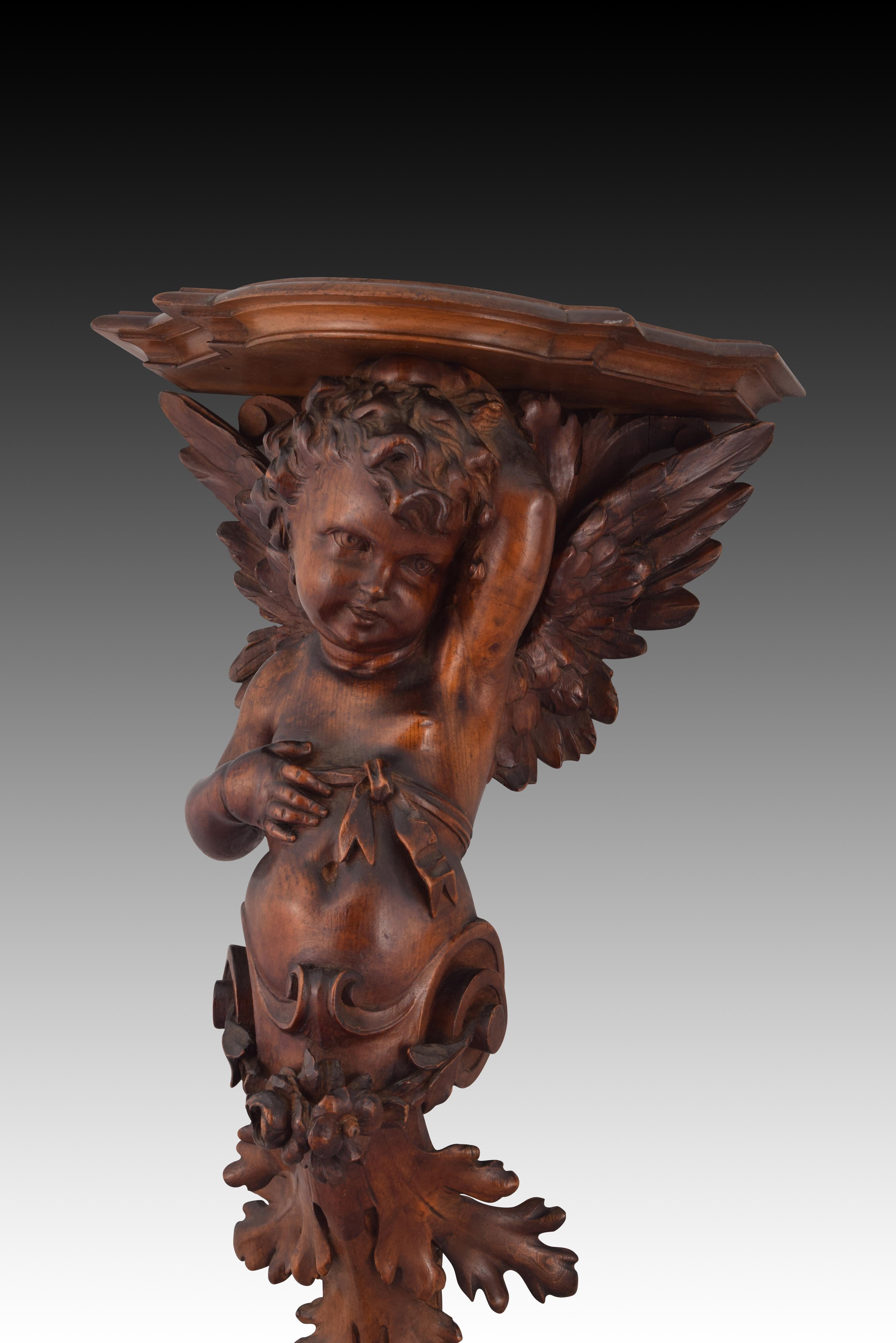 Pair of carved wooden corbels. Venice, 19th century. For Sale 5