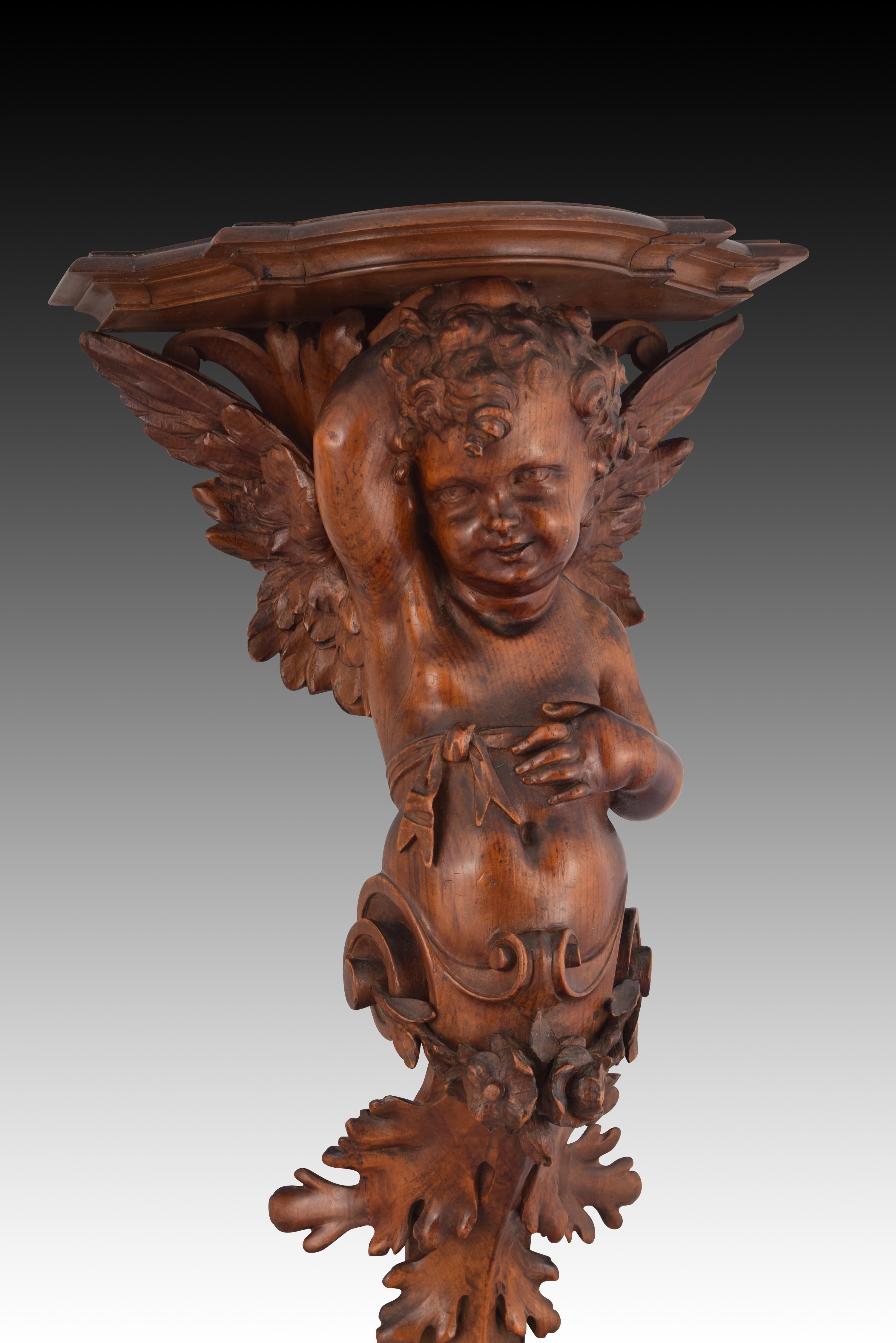 Italian Pair of carved wooden corbels. Venice, 19th century.  For Sale