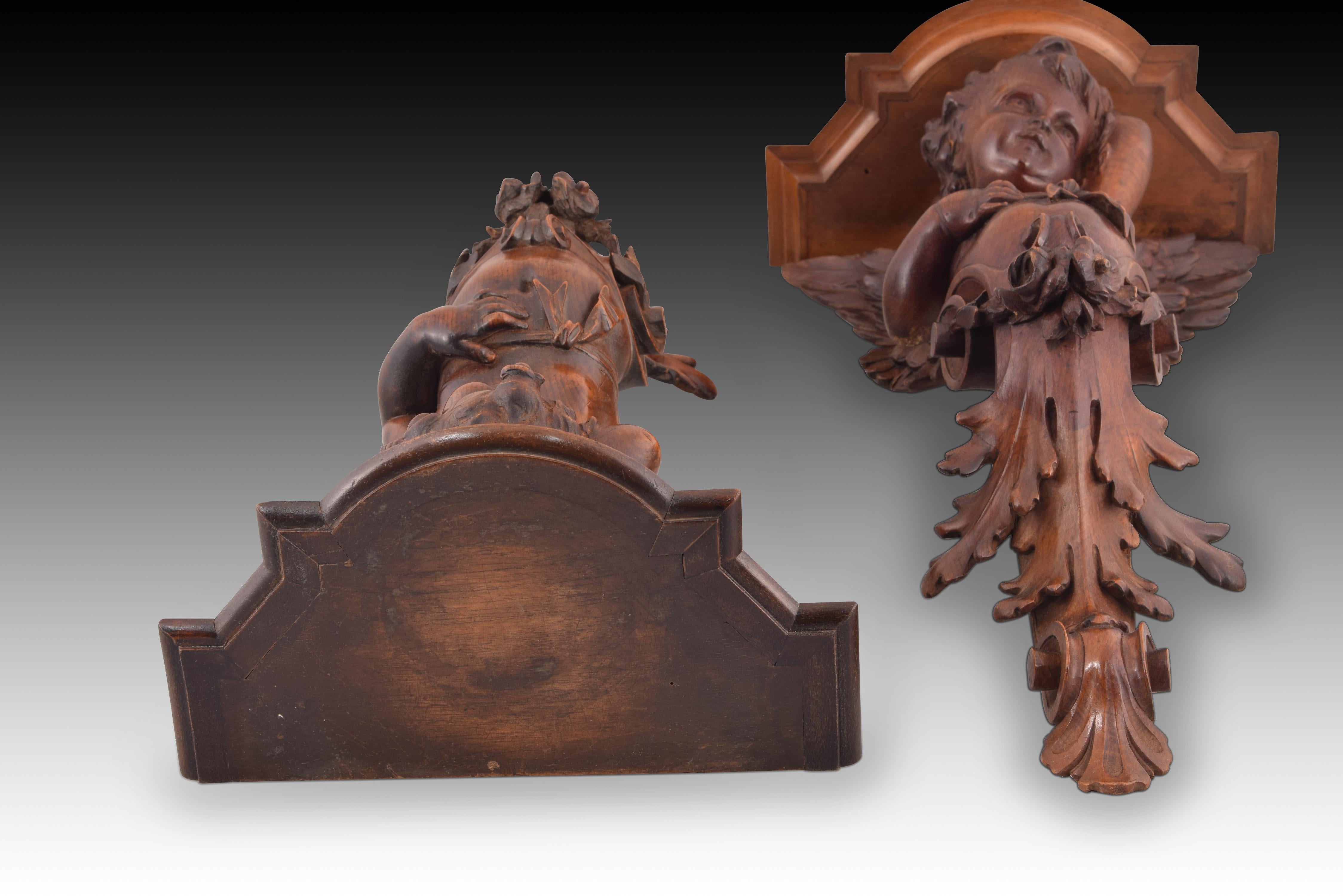 19th Century Pair of carved wooden corbels. Venice, 19th century. For Sale