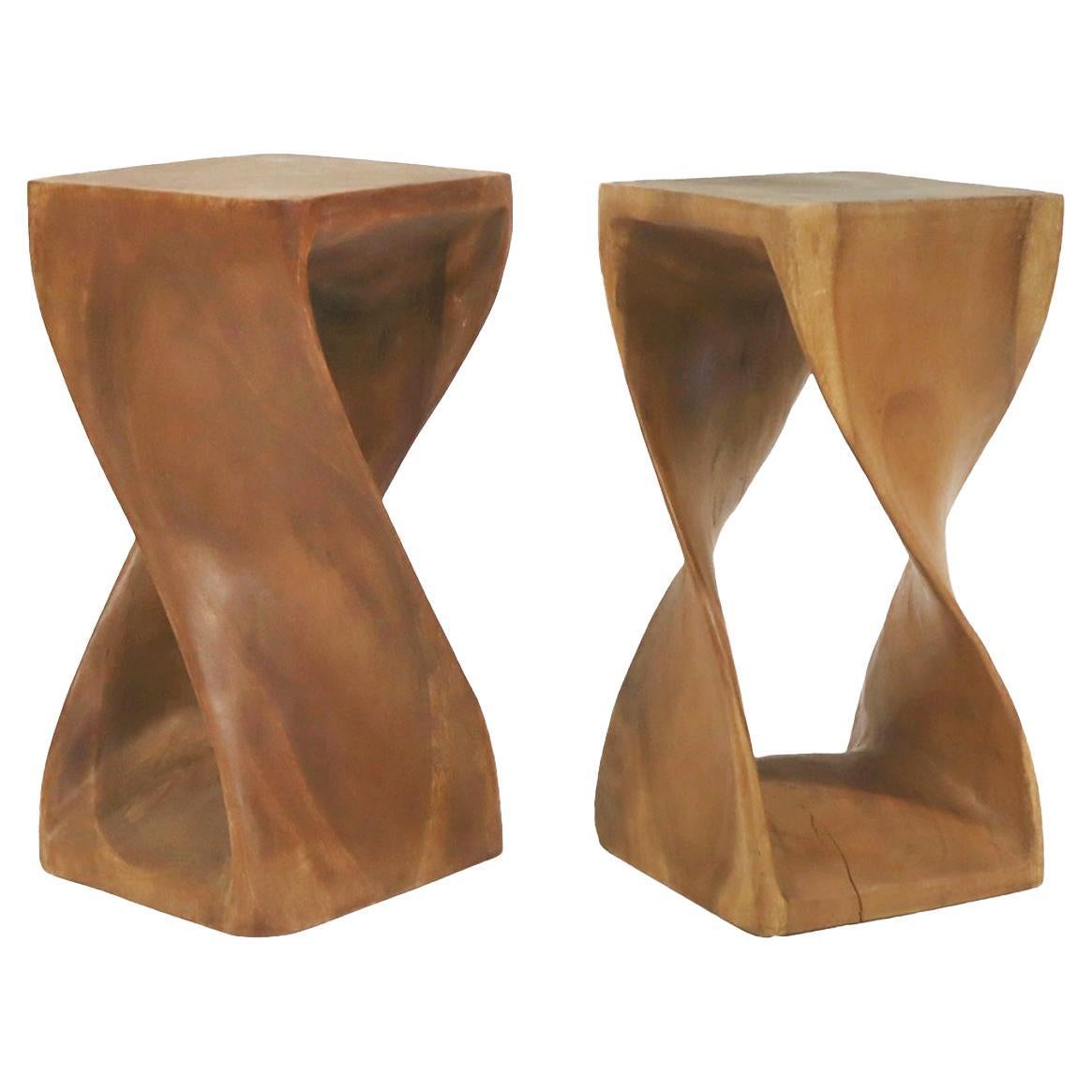 Pair of Carved Wooden Pedestals