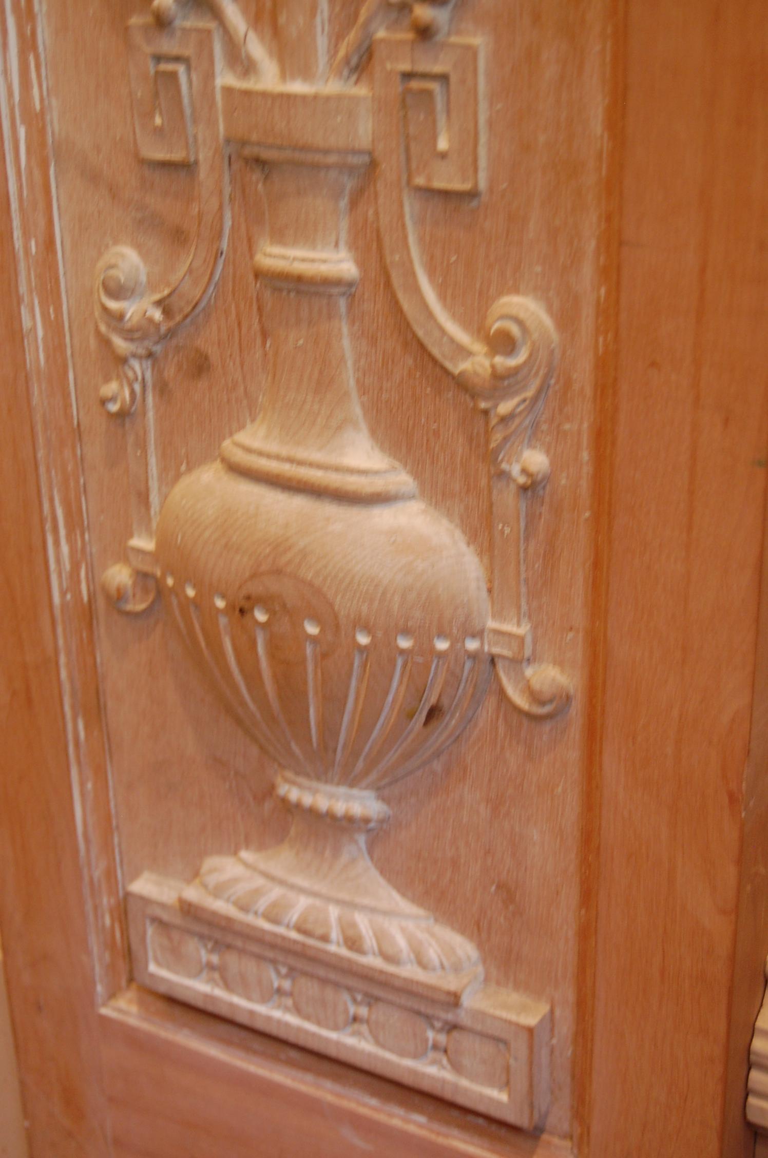 Carved Wooden Pilasters Featuring Classic Urns with Intertwining Branches, Pair For Sale 8