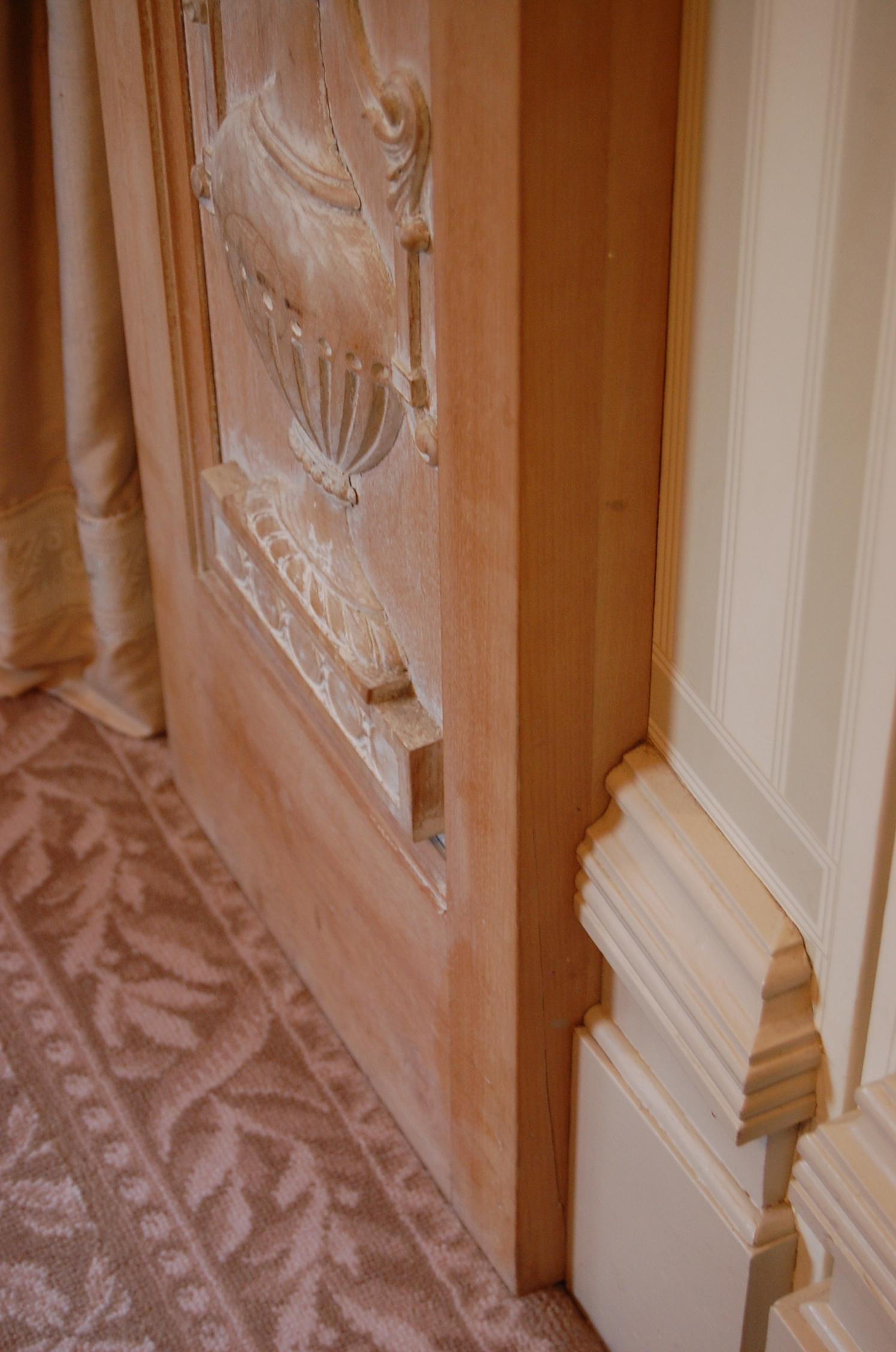Carved Wooden Pilasters Featuring Classic Urns with Intertwining Branches, Pair For Sale 2