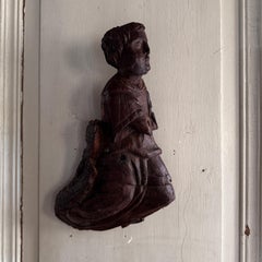 Pair of Carved Wooden Praying Angels, 17th Century